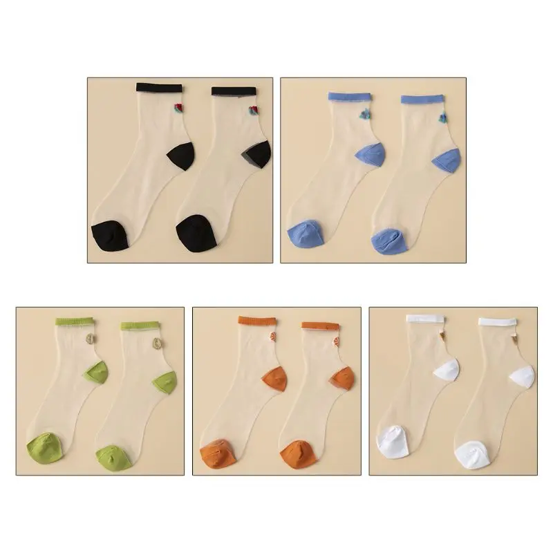 Женские летние бриллиантовые носки милые жаккардовые прозрачные чулочно