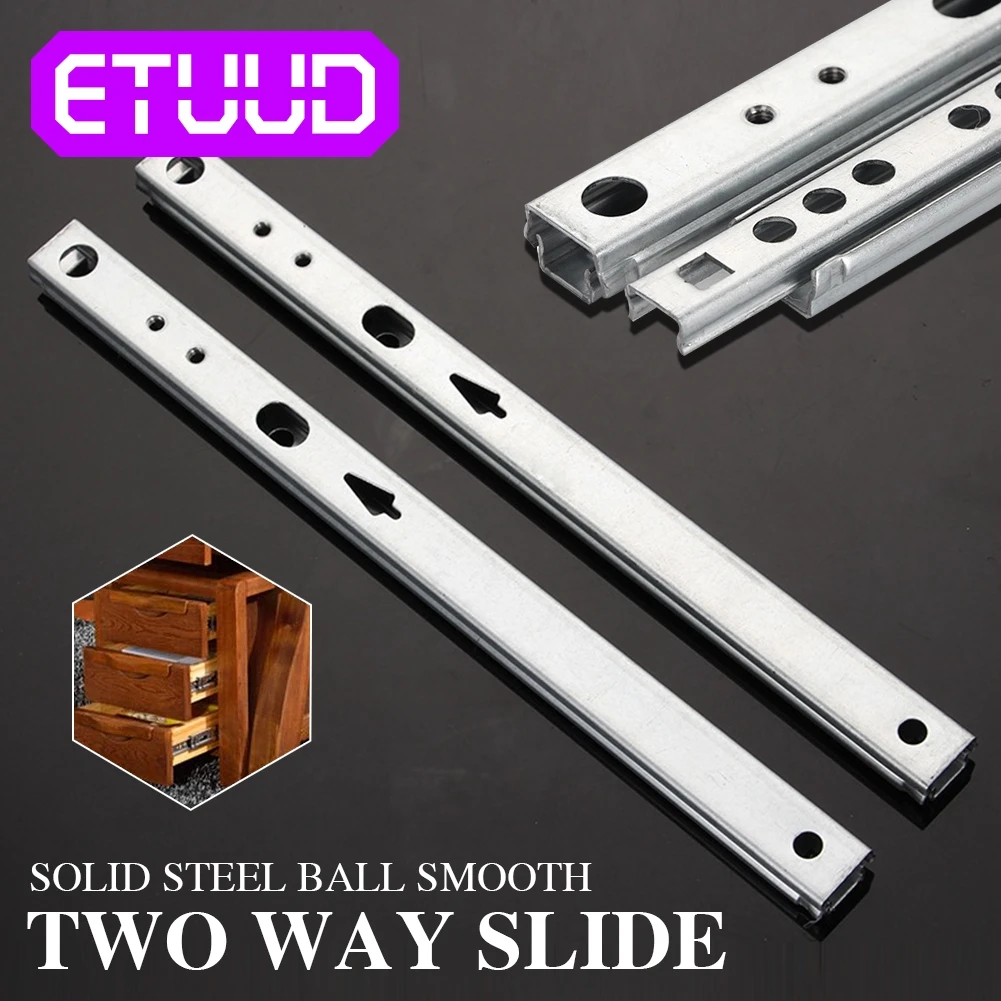 

2Pcs Micro Drawer slide Ball Guide Two Sections 17mm Wide Steel Fold Drawer Steel Ball Rail Slide Furniture Hardware Fittings