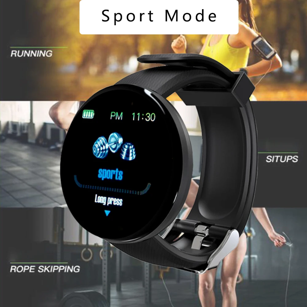 

D18 Bluetooth Smart Watch Man Women Smartband Waterproof Fitness Tracker Blood Pressure Heart Rate Monitor Smartwatch Android Io