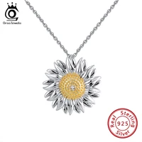 orsa jewels 925 sterling silver flower pendant necklace for women aaaa zircon elegant thin chain female jewelry for dating sn206