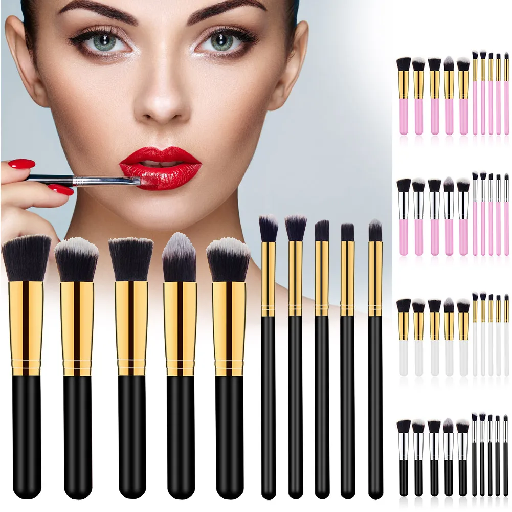 10 шт. набор кистей Кабуки для макияжа Профессиональная женская основа Румяна