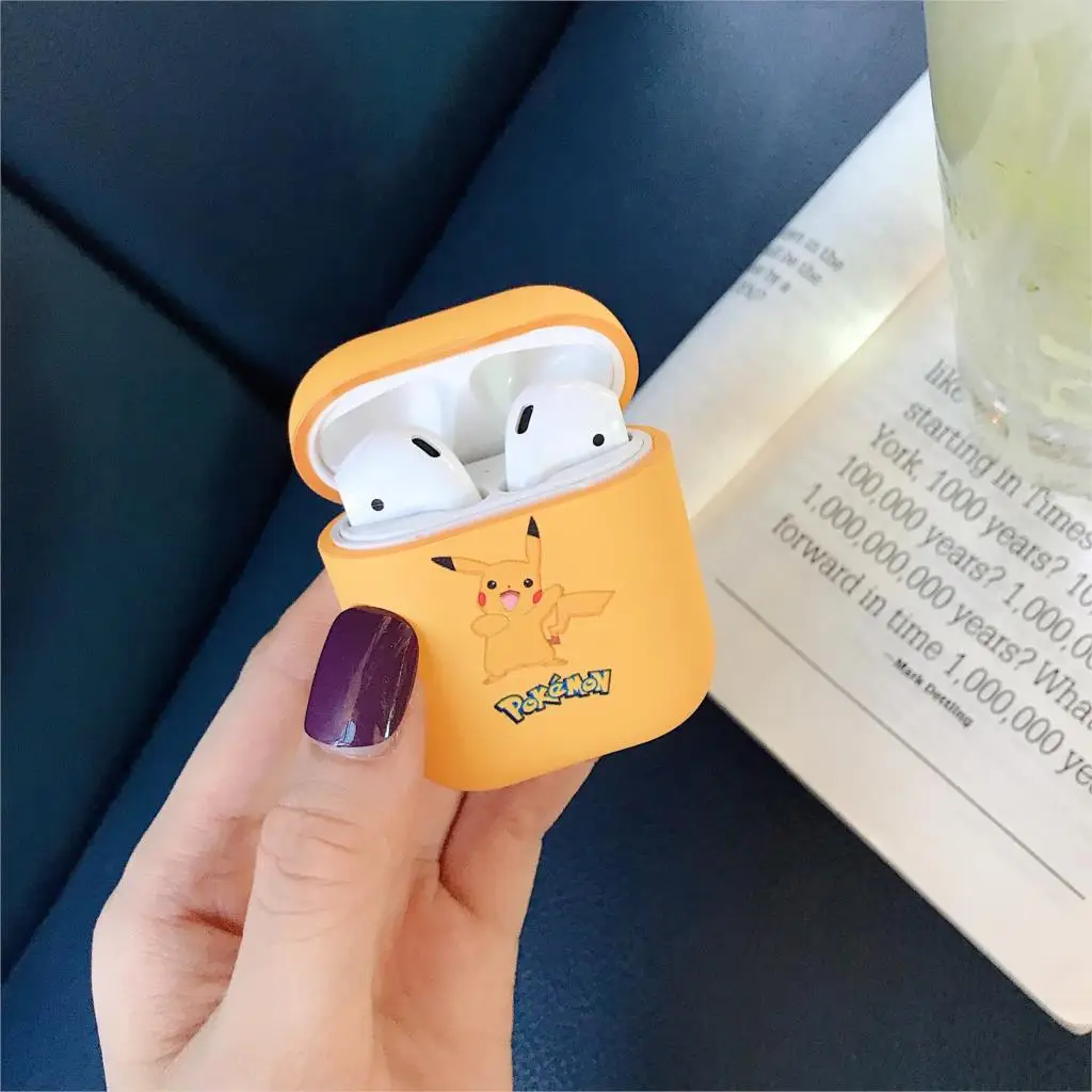11 Чехол для наушников с милыми мультяшками чехол для Apple AirPods 1 2 чехла Air Pods матовая кожа матовый Жесткий ПК аниме пикачуэ протектор Аксессуары - Цвет: 11