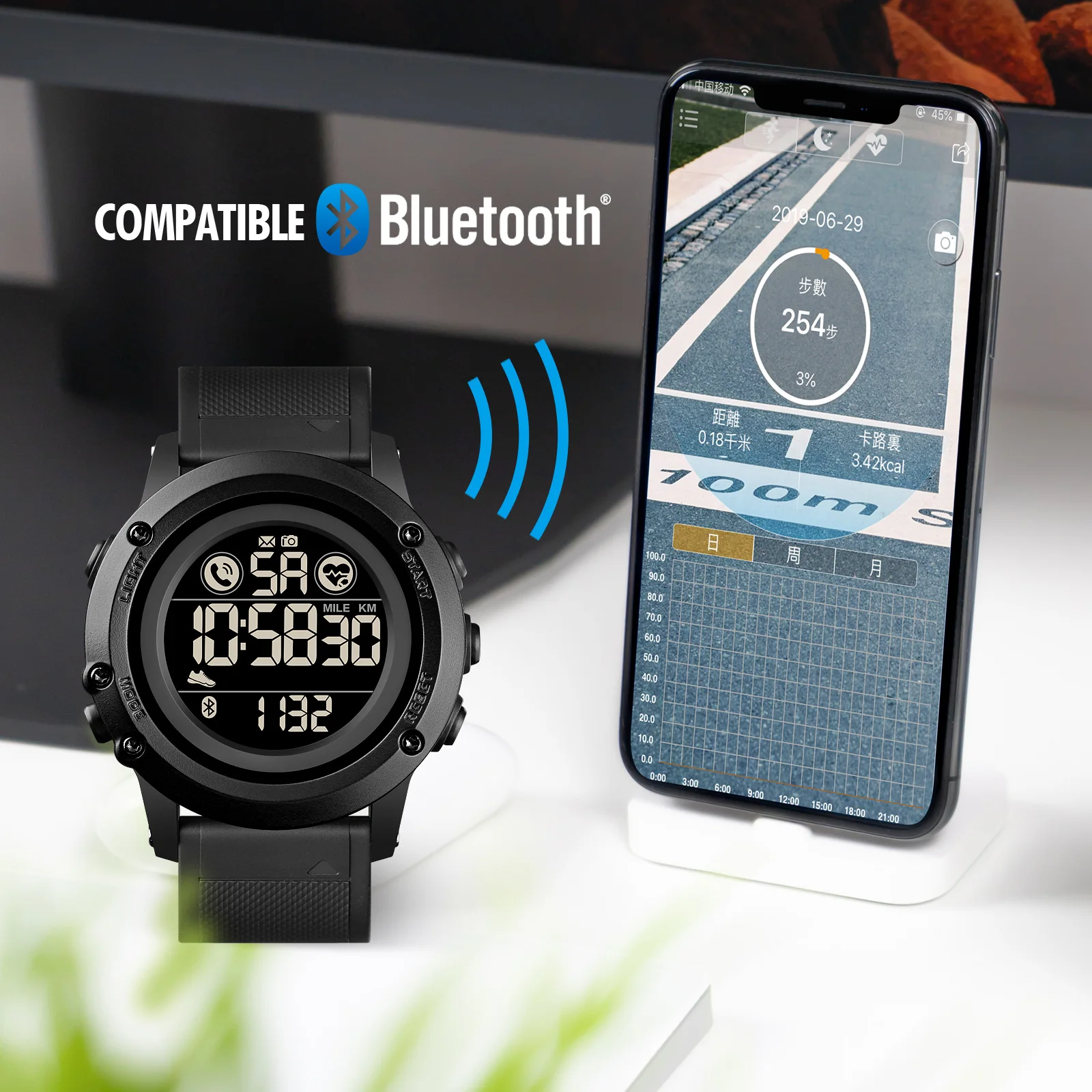 Умные часы SKMEI спортивные мужские с шагомером Bluetooth-совместимые relojes inteligentes 1746 |