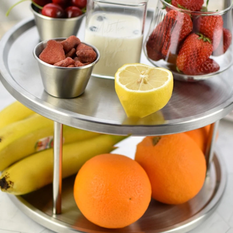 

Stainless Steel Double-layer 360 Degree Rotation Lazy Susan Kitchen Spice Storage Rack Cabinet Seasoning Bottle Organizer