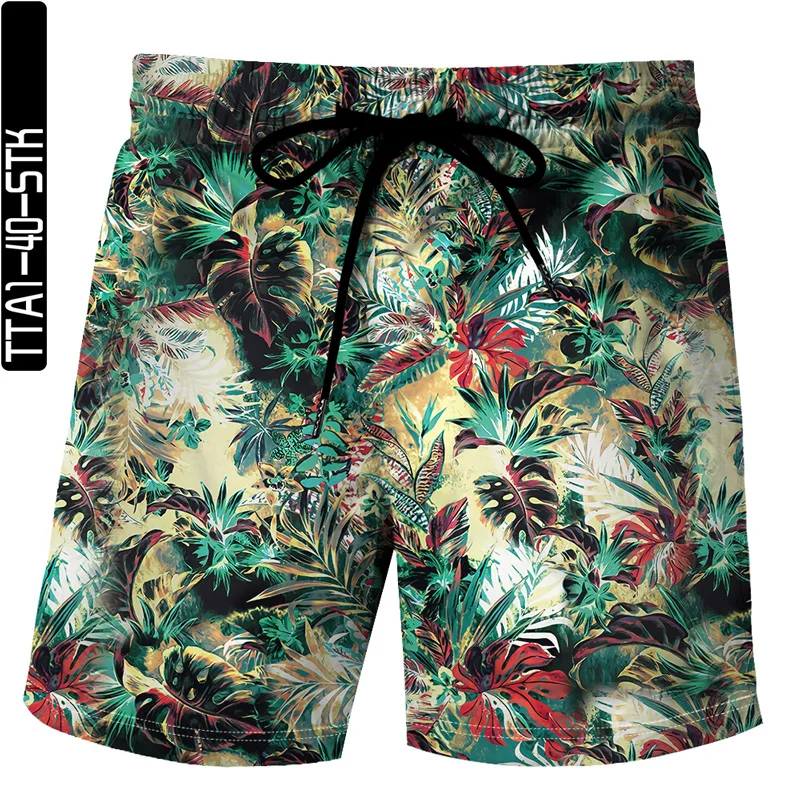

Tropical leaves 3D printing 2021 summer men's shorts sports casual hip-hop shorts beach pants Bermuda shorts S-6XL
