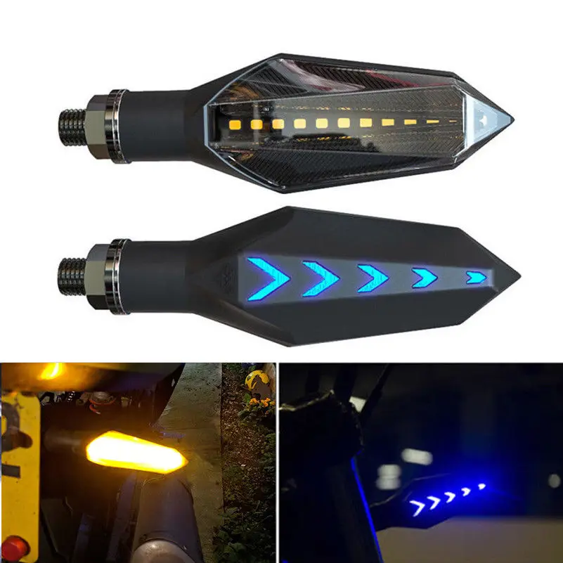 

2 Pcs Motorcycle Turn Signal Lights Indicators Lamps Daytime Running Lights Blue Amber Yellow 12V LED Lamps Motorcycle Parts