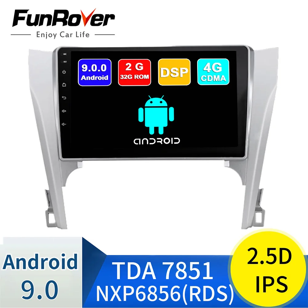 FUNROVER android 9,0 2.5D+ ips автомобильный dvd мультимедиа для Toyota Camry 50 2012- радио gps навигационная система navi Стерео 2.5D DSP