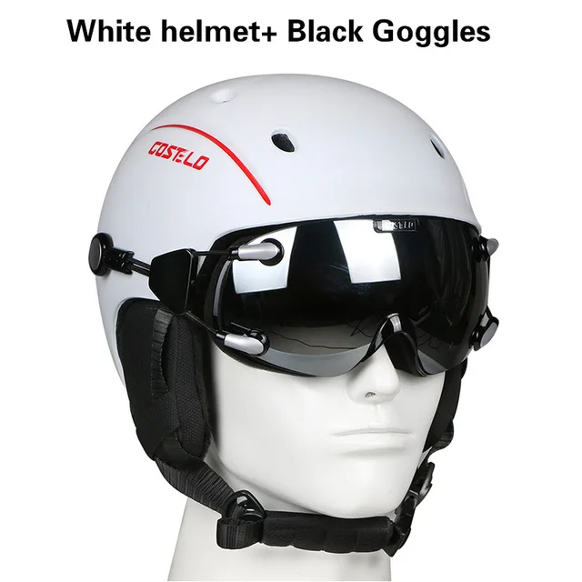 WH WITH BLACK LEN Новейший Costelo Airwolf скейтборд лыжный сноуборд шлем лыжные очки интегрально-формованные сверхлегкие дышащие лыжный шлем - Цвет: WH WITH BLACK LEN