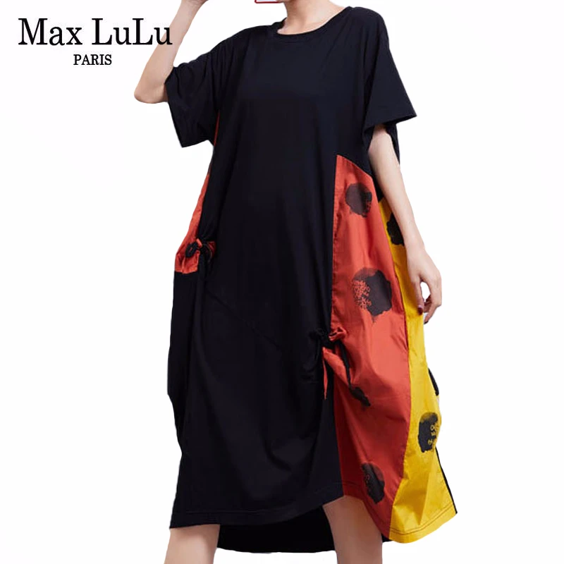 Max LuLu New 2020 Summer Fashion Style Womens Casual Vestidos Ladies Printed Vintage Dress Patchwork Elegant Oversized Dresses | Женская