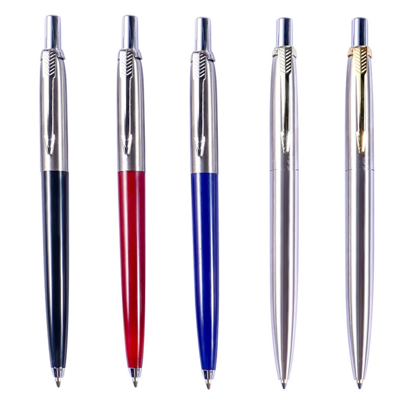 

Spot hot-selling metal press steel rod ballpoint pen semi-metal T wave advertising pen promotional advertising press beating pen