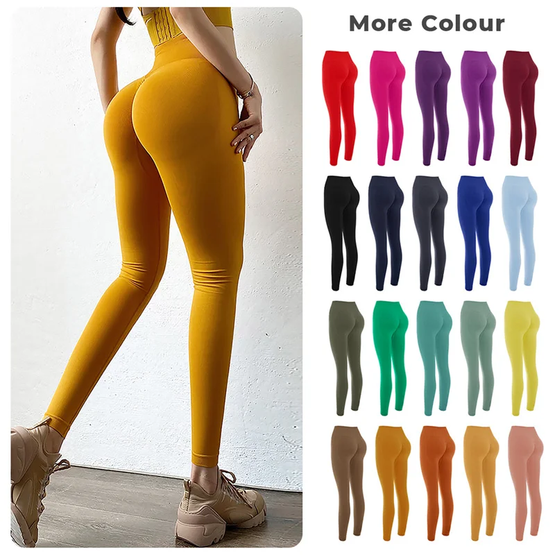 

20 Colors Leggings Women Pants Yoga Pants Tights Seamless Solid Color Pants For Women High Waist Pants Hips Push Up Leggings New