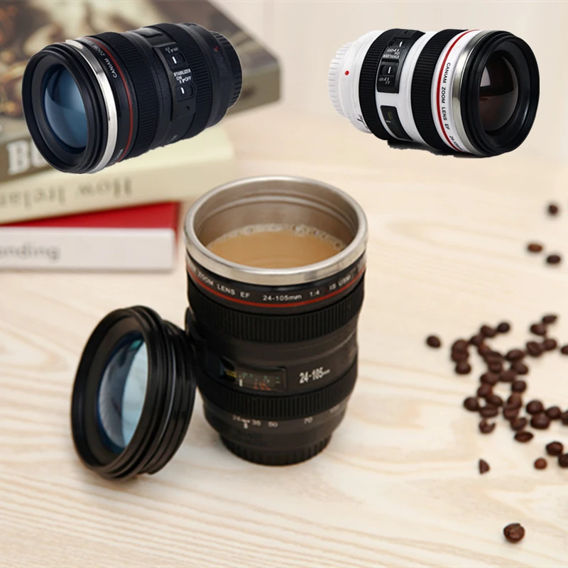 400ml Stainless Steel Creative Liner SLR Camera Lens Mugs Coffee Tea Cup Mugs With Lid Novelty Gifts Thermocup Thermo Mug