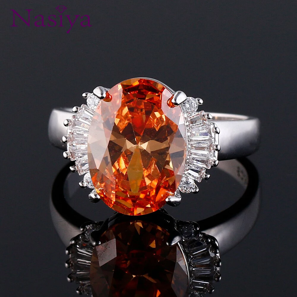 Женское кольцо с разноцветным цирконием большое овальное 10*14 мм для помолвки