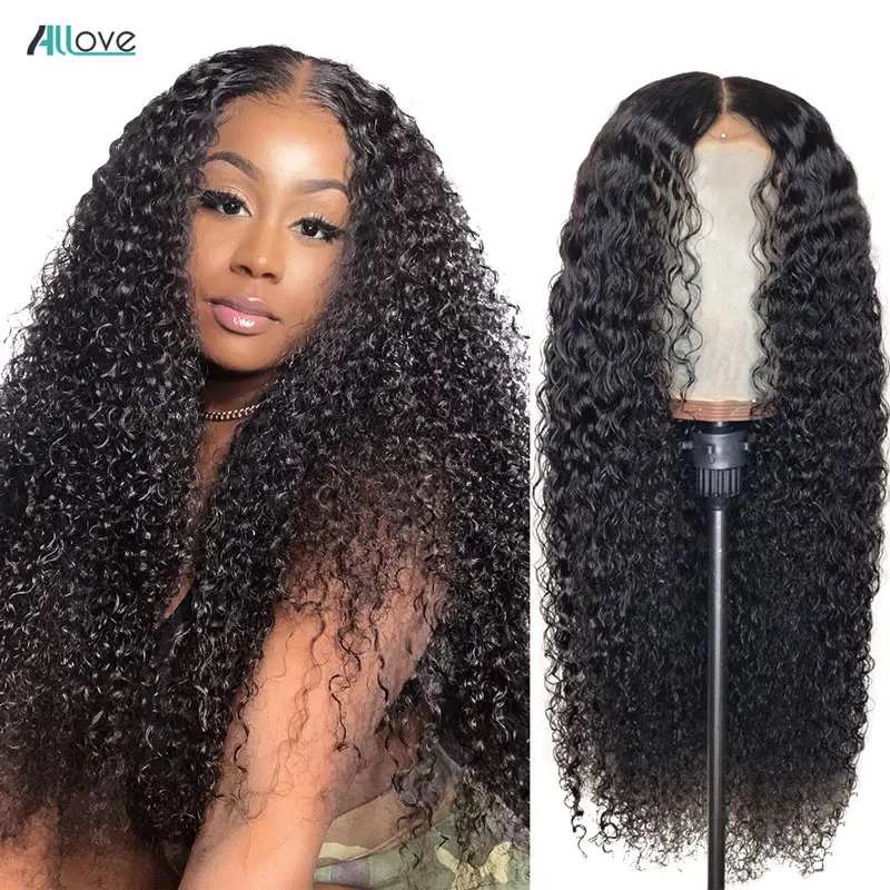 

Allove Curly Lace Wig Brazilian Lace Front Human Hair Wigs For Black Women 13*4 Lace Frontal Wig Pre Plucked With Baby Hair