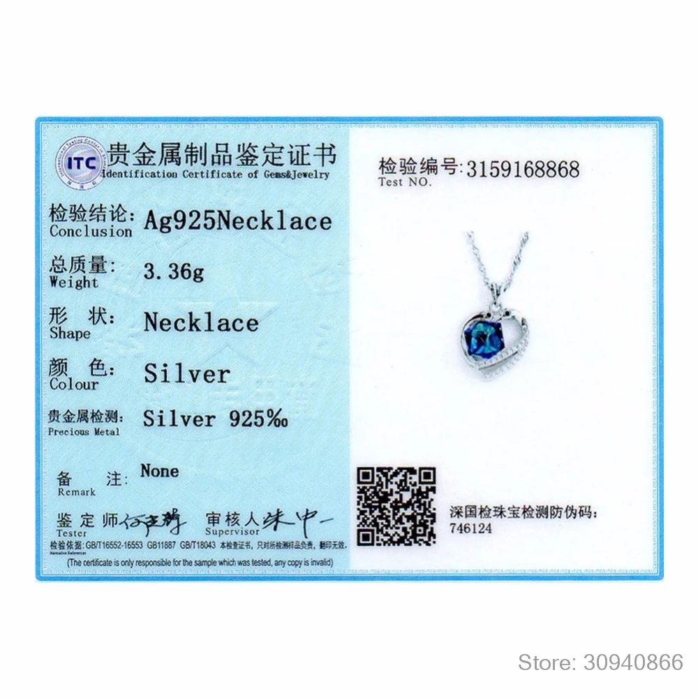 

LEKANI Crystals Real S925 Silver Fine Jewelry New Design Heart Pendant Necklaces For Women Wedding Party Gifts