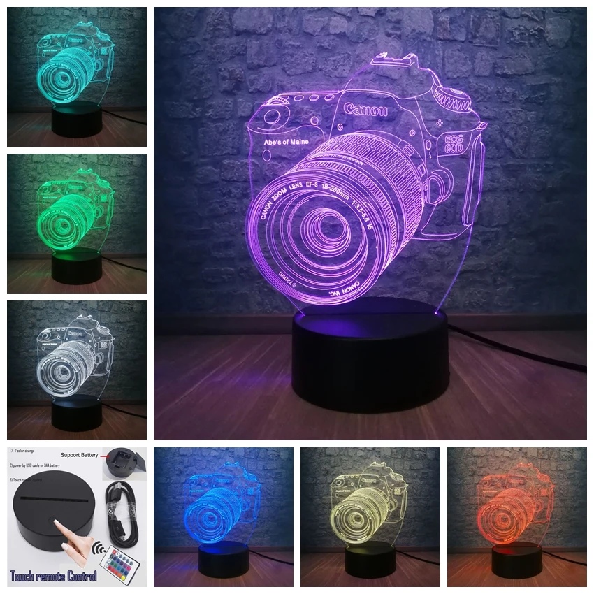Controller 7 color Новинка Камера 3D светодиодный светильник изменение цвета фотографии энтузиастов подарок сувенир выставка прикроватная настольная лампа Декор для спальни - Испускаемый цвет: Controller 7 color
