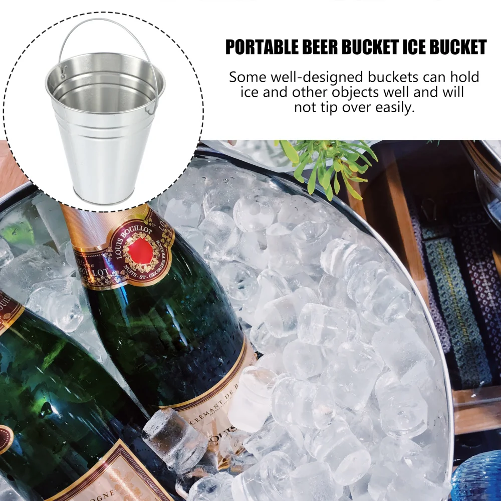 

6Pcs Ice Buckets Thickened Champagne Beer Buckets KTV Bar Ice Buckets (Silver)