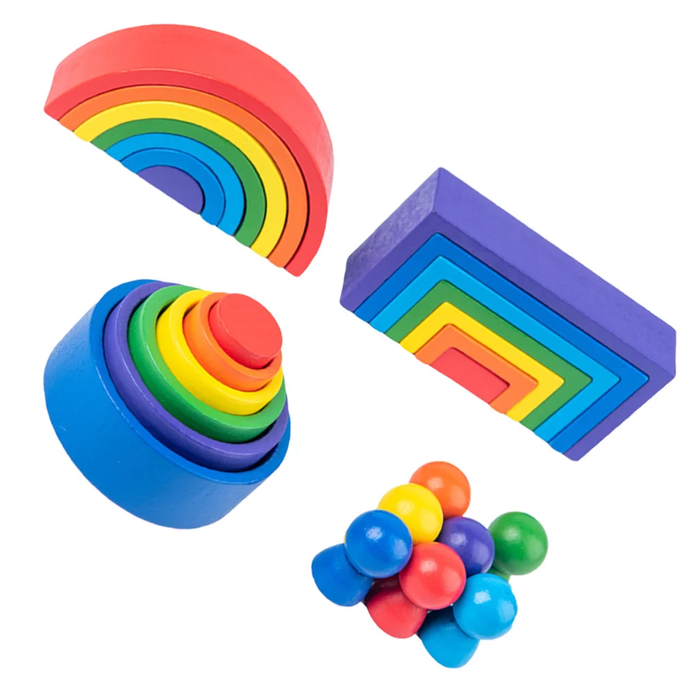

1 Set Rainbow Arch Stacking Wooden Early Education for Toddlers Kids