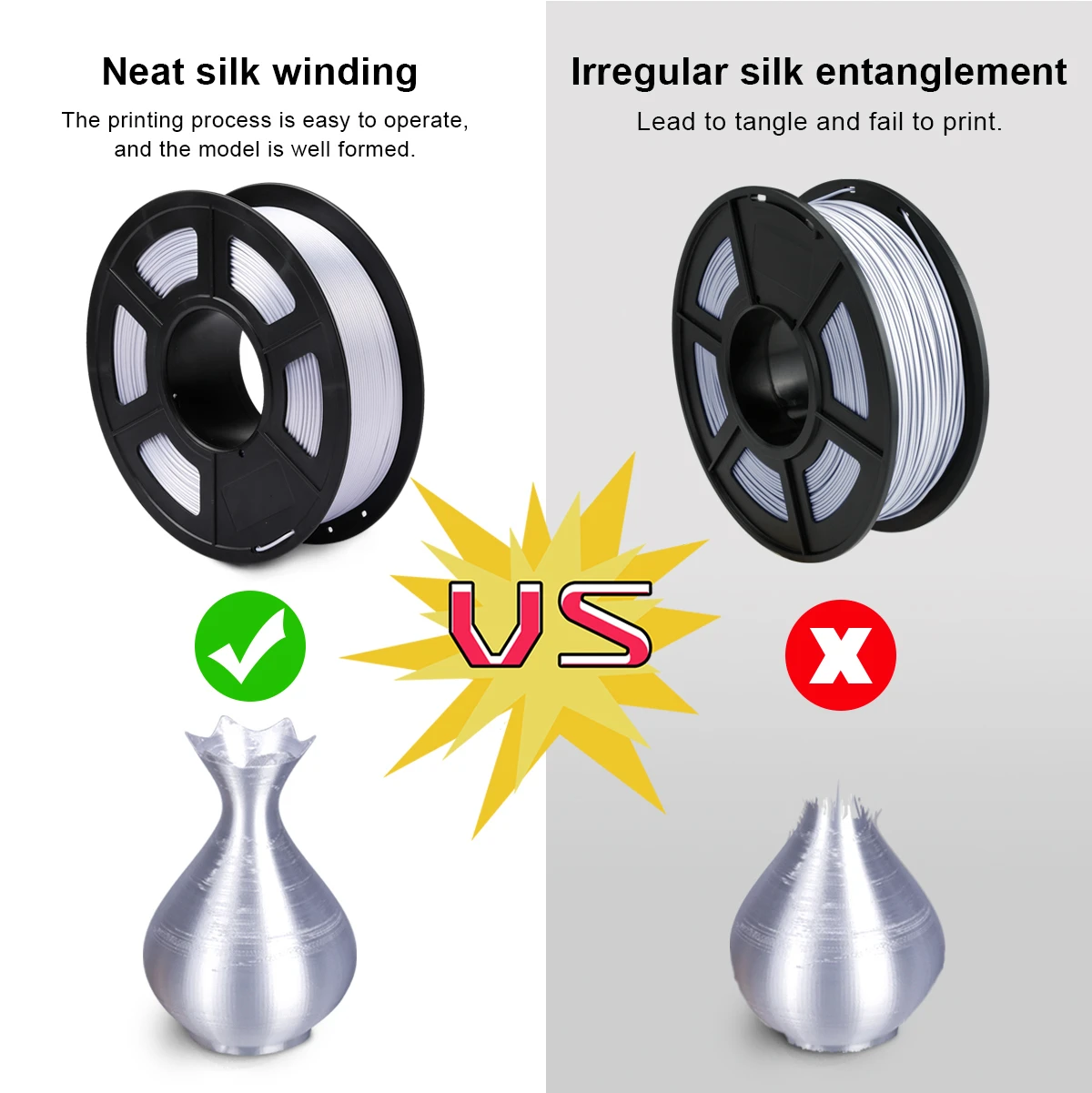 Шелковая нить PLA серебро шелк 1 кг 3D принтер DIY для 3d печати заправки бумажная