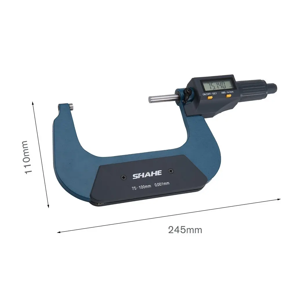 

SHAHE 0.001mm Digital Outside Micrometer 25-50mm/50-75mm/75-100mm Waterproof Electronic Micrometer Measuring Tool