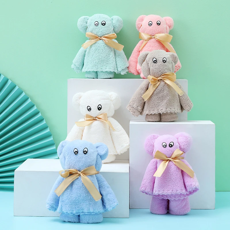 

Bear Cartoon Coral Fleece Absorbent Towel Shower Hair Face Hand Towel Coral Velvet Shower Towel Hair Face Hand Towel Gifts