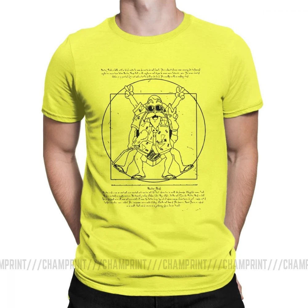 Мужская футболка Vitruvian Roshi Dragon Ball Z, забавная футболка из чистого хлопка с коротким рукавом, футболка Goku Super Saiyan Vegeta Dbz, футболка в стиле Харадзюку - Цвет: Цвет: желтый