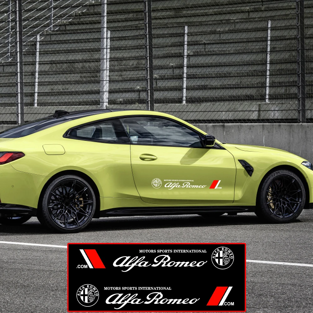 

2PCS Car Styling Door Side Body Sticker Waterproof Letter Decal Accessories For Alfa Romeo 159 Giulietta Giulia 147 156 166 Mito