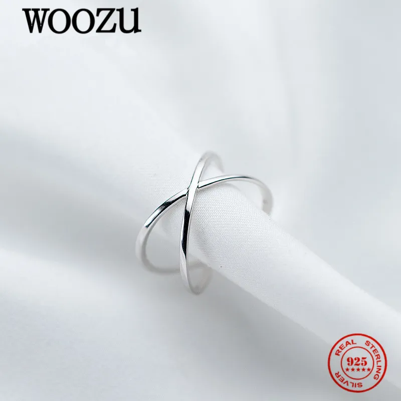 

Женское кольцо на палец WOOZU, серебряное, простое, с полыми инициалами и крестиками, с настоящим 925 пробы, вечерние, в готическом стиле, в стиле ...