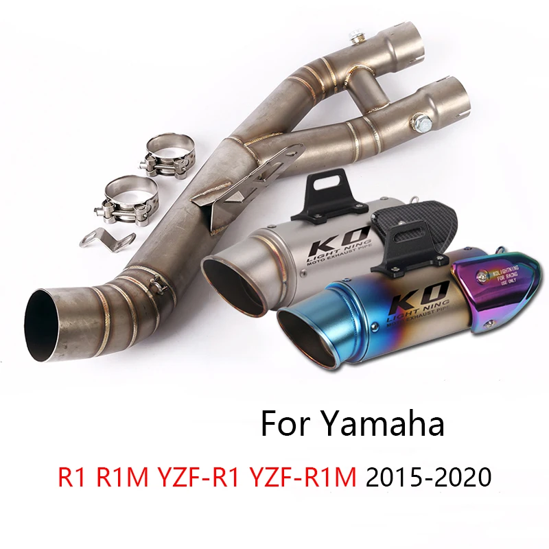 

For Yamaha R1 YZF-R1 2015-2023 Exhaust Pipe Motorcycle Slip-on Mid Link Tube 61mm Muffler Escape Removable DB Killer R1M YZF-R1M