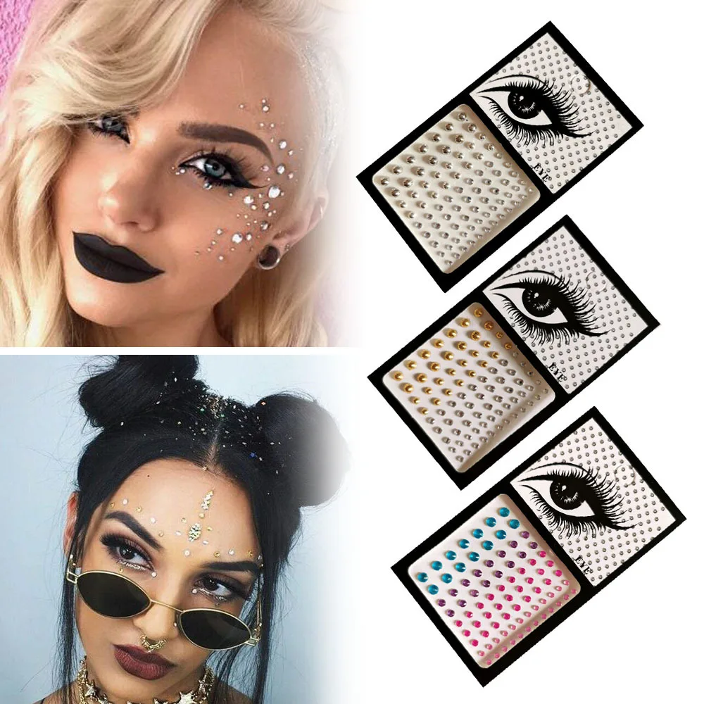 

Makeup Diamond Eyes Face Festival DIY Body Crystal Gems Tattoo Adhesive Rhinestone Nail Art Decoration Acrylic Eyeshadow Sticker