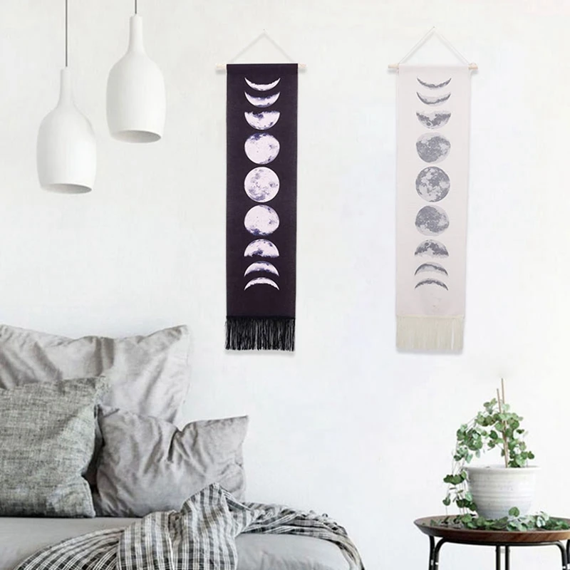 

Moon Tapestry Linen Moon Phases Tapestries Nine Phases of The Full Growth Cycle of The Moon Modern Home Wall Art Hanging Decor