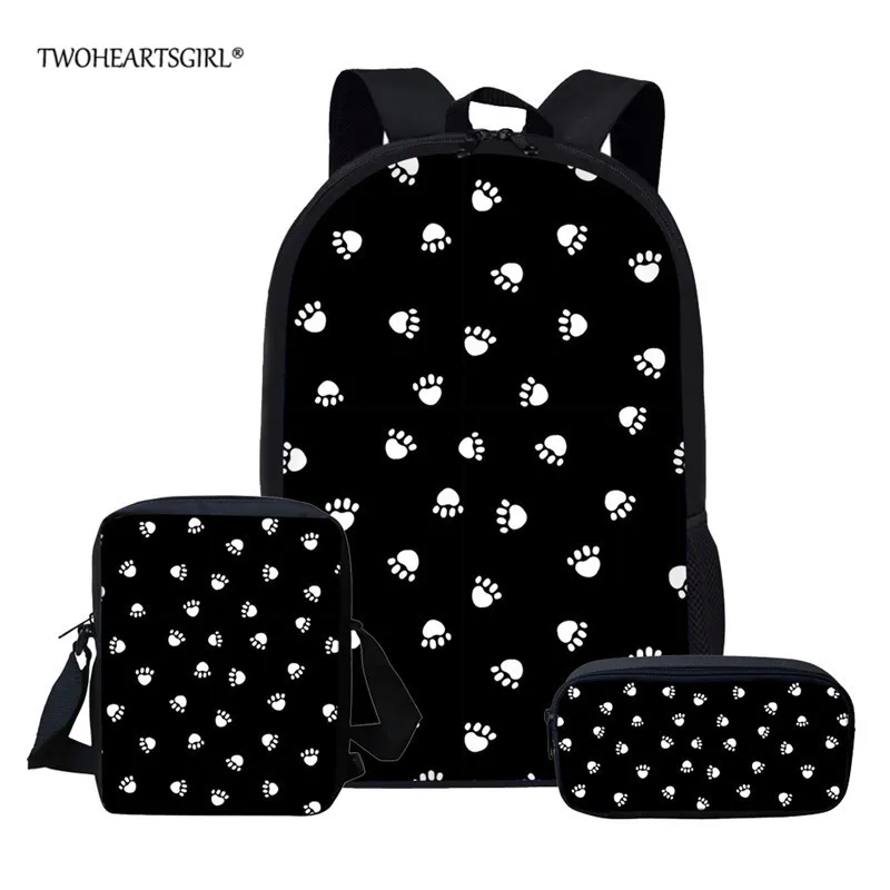 

Twoheartsgirl Dog Paw School Bags Set for Boys Girls Student Children School Backpack Satchel Kids Book Bag mochila Customized
