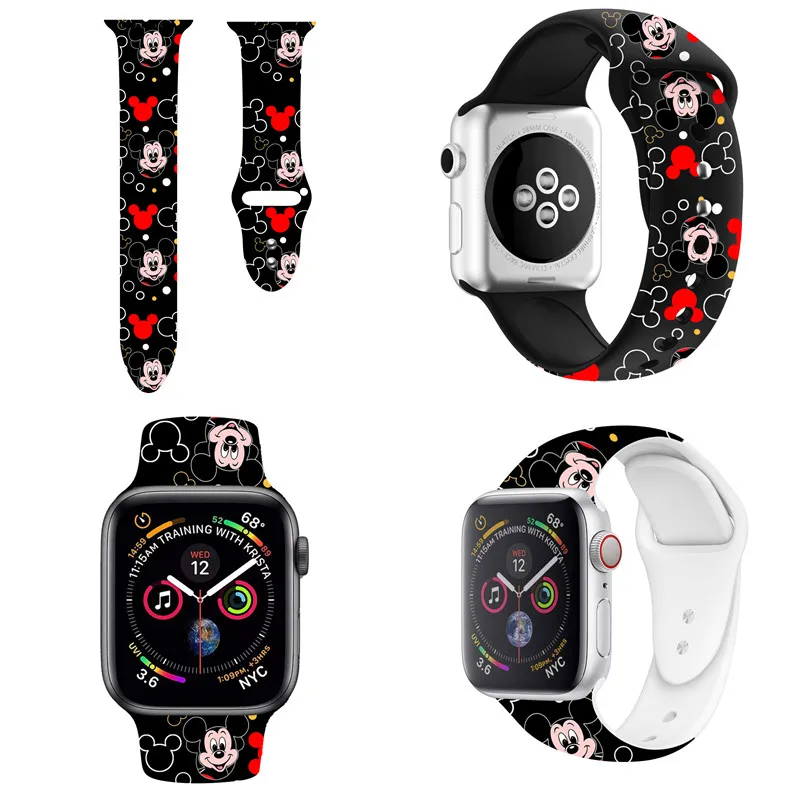 Ремешок для наручных часов Disney силиконовый браслет Apple Watch 1 2 3 4 5 6 44 42 40 38 мм с милым