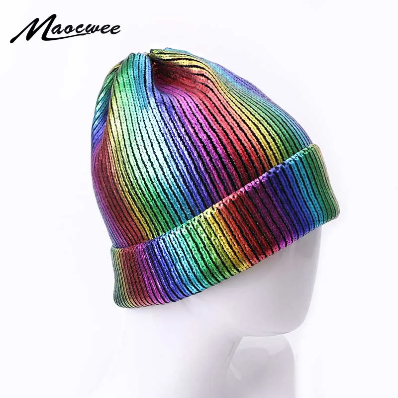 Женская Шапка бини с помпоном шапка бронзовая Золотая серебряная вязаная