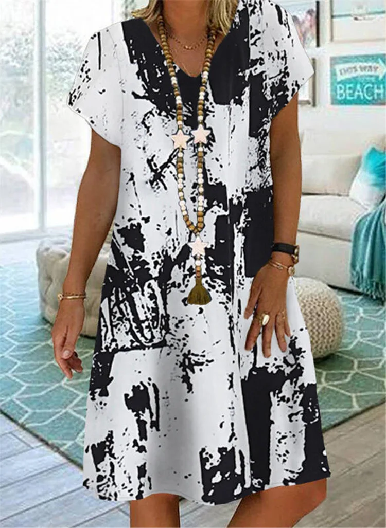 

New dress casual loose print dress
