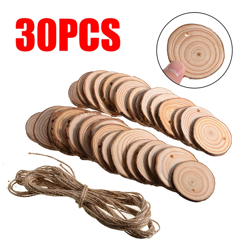 

30 шт., деревянные круги для украшения, 5-6 см