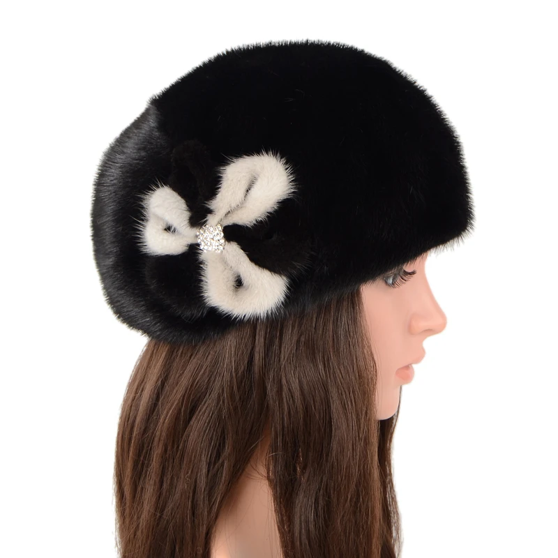 Берет Женский Шапки Женские Зимние Кепки Модные Норки Меховые Зимняя Женская