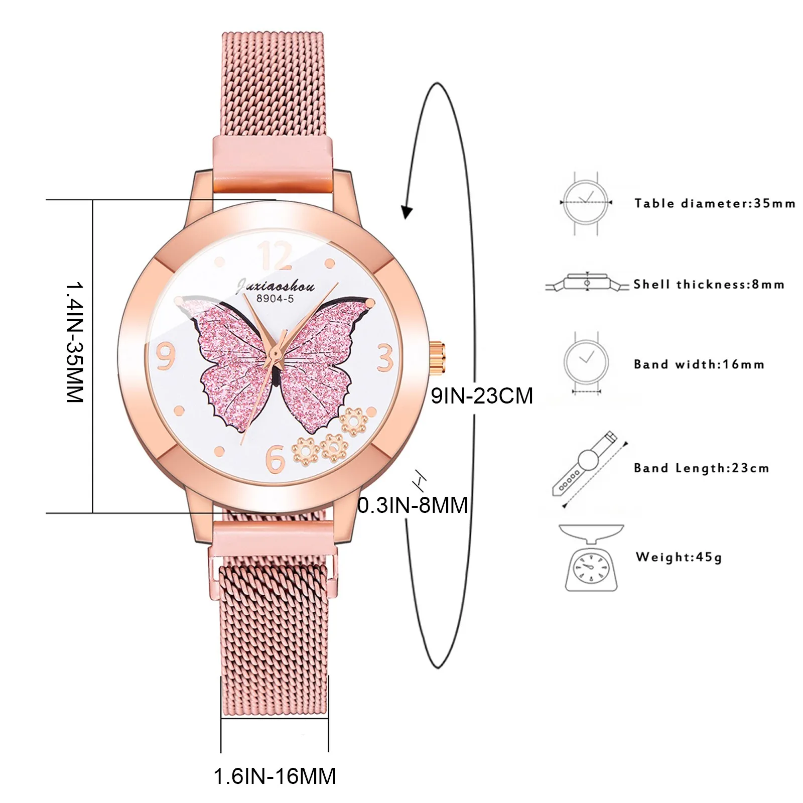 

Quartz Watch Butterfly Pattern Alloy Watch for Women Stainless Steel Strap Fashion Casual Wristwatch Relogio Feminino Drop Ship
