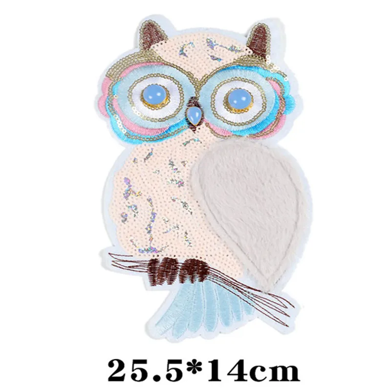 Maxsin 1 шт. Высокое качество вышитые блестки большой стикер Сова Ручная работа