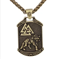 retro viking viking odin wolf valknut knot amulet pendant mens necklace wolf totem pendant necklace accessories party jewelry