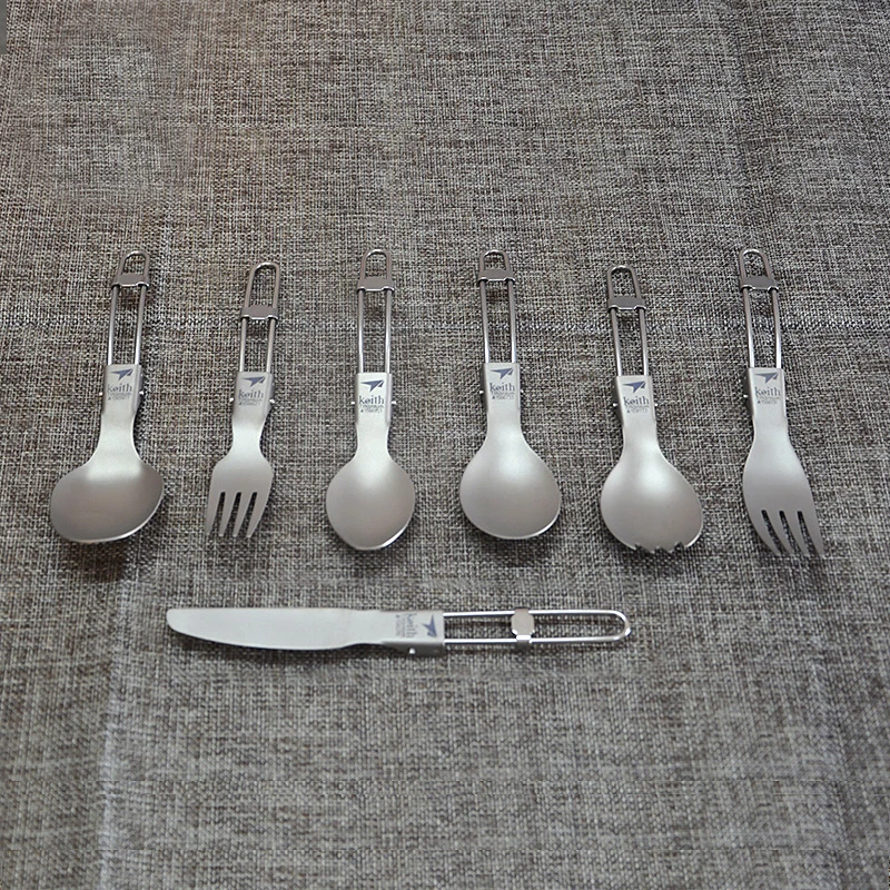 

Titanium Cookware Set Ultralight with Bowls Spoon Fork Knife Set Large Capacity Pot Folding Handle Family Titanium Tableware