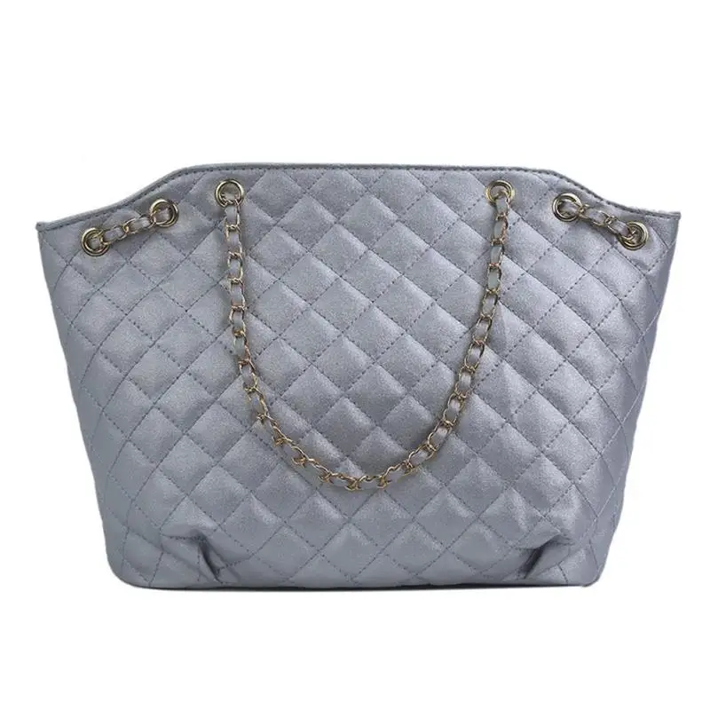 Silver Женские Сумки из искусственной кожи, женская сумка на плечо, дизайнерская роскошная женская сумка-тоут, Женские однотонные кожаные сумки на плечо - Цвет: Silver