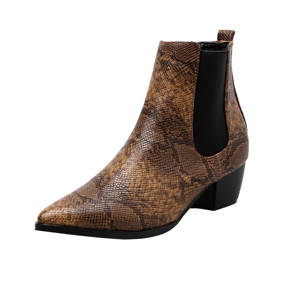 Сапоги SAGACE женские эластичные со змеиным принтом вечерние короткие плюшевые