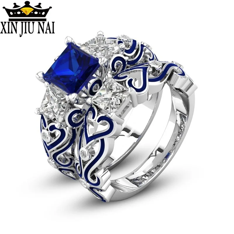 Изысканное циркониевое обручальное кольцо два в одном элегантное не вызывающее