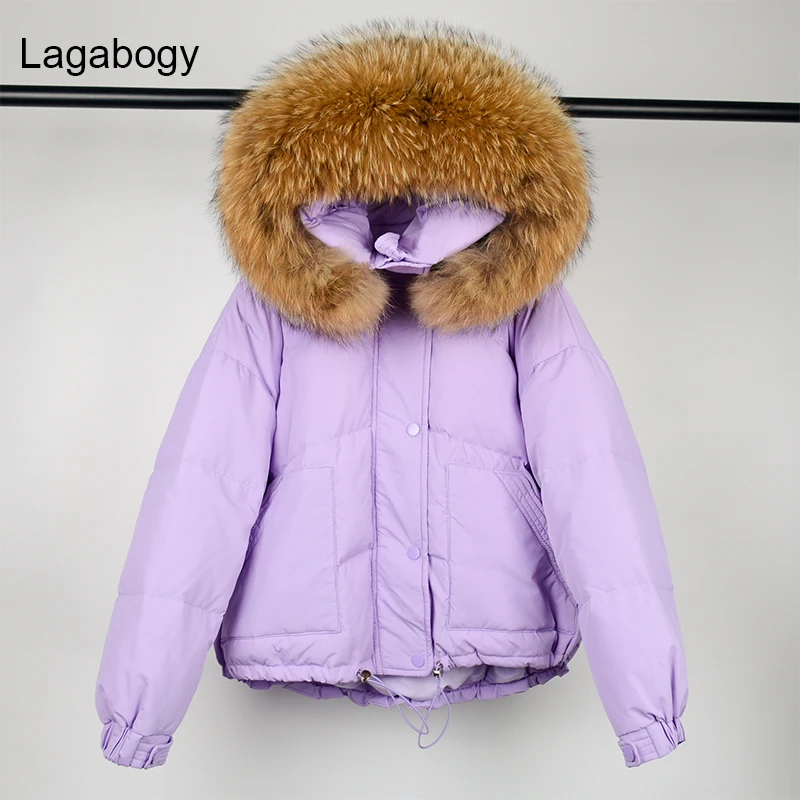 

Новинка 2021, зимняя куртка-пуховик Lagabogy, Женское пальто на белом утином пуху, Женская Повседневная Свободная парка ярких цветов, большая верх...