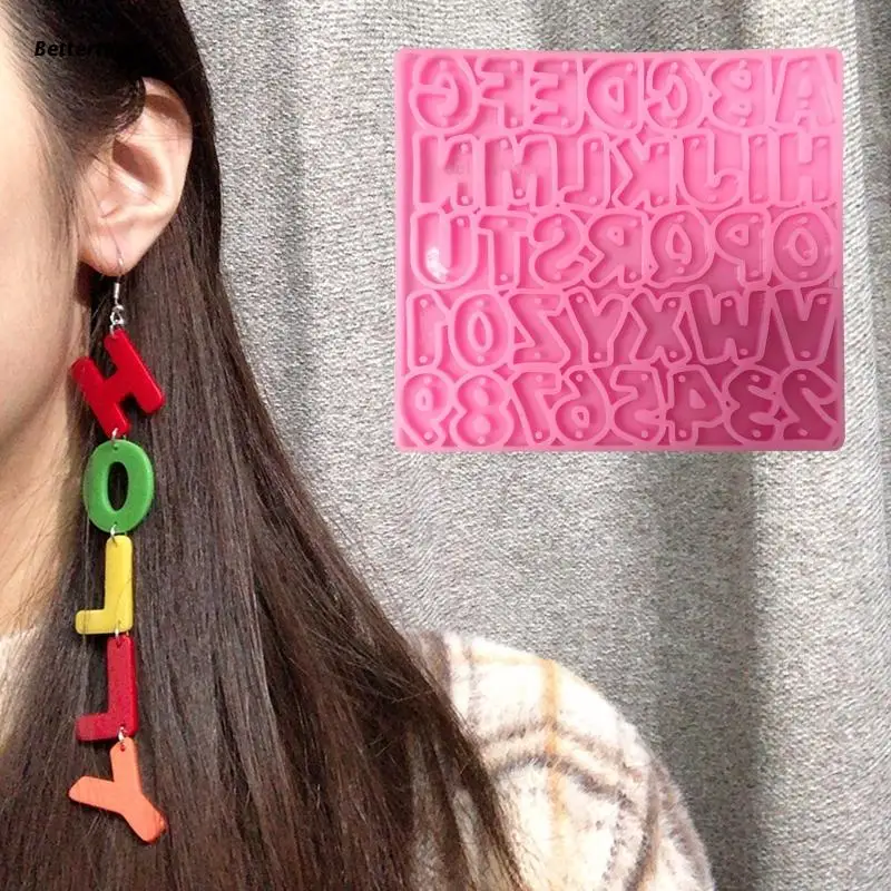 

B36D Letters Numbers Epoxy Resin Mold Earring Pendants Silicone Mould DIY Crafts Jewelry Necklace Casting Tools