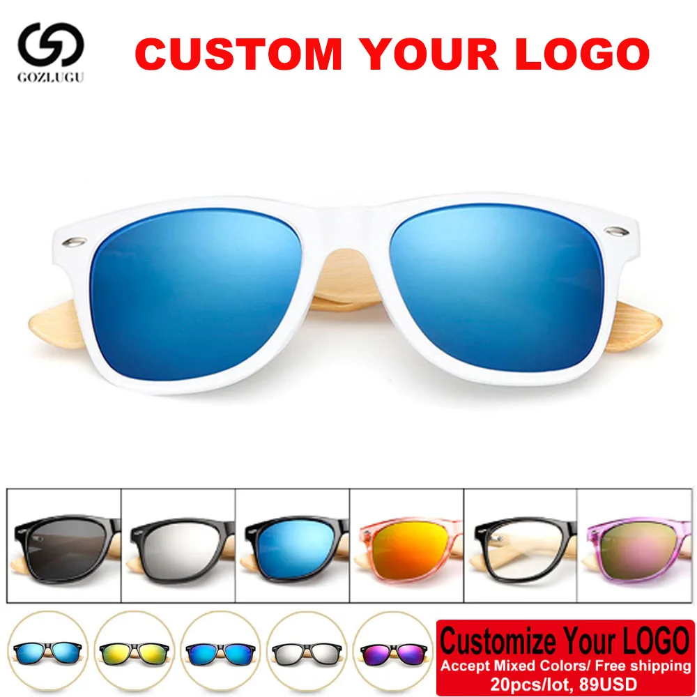 Мужские и женские бамбуковые солнцезащитные очки 20 шт./компл. с логотипом на