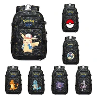 original pokemon elves men backpack pikachu gengar charmander high capacity oxford waterproof cartoon harajuku new travel bag