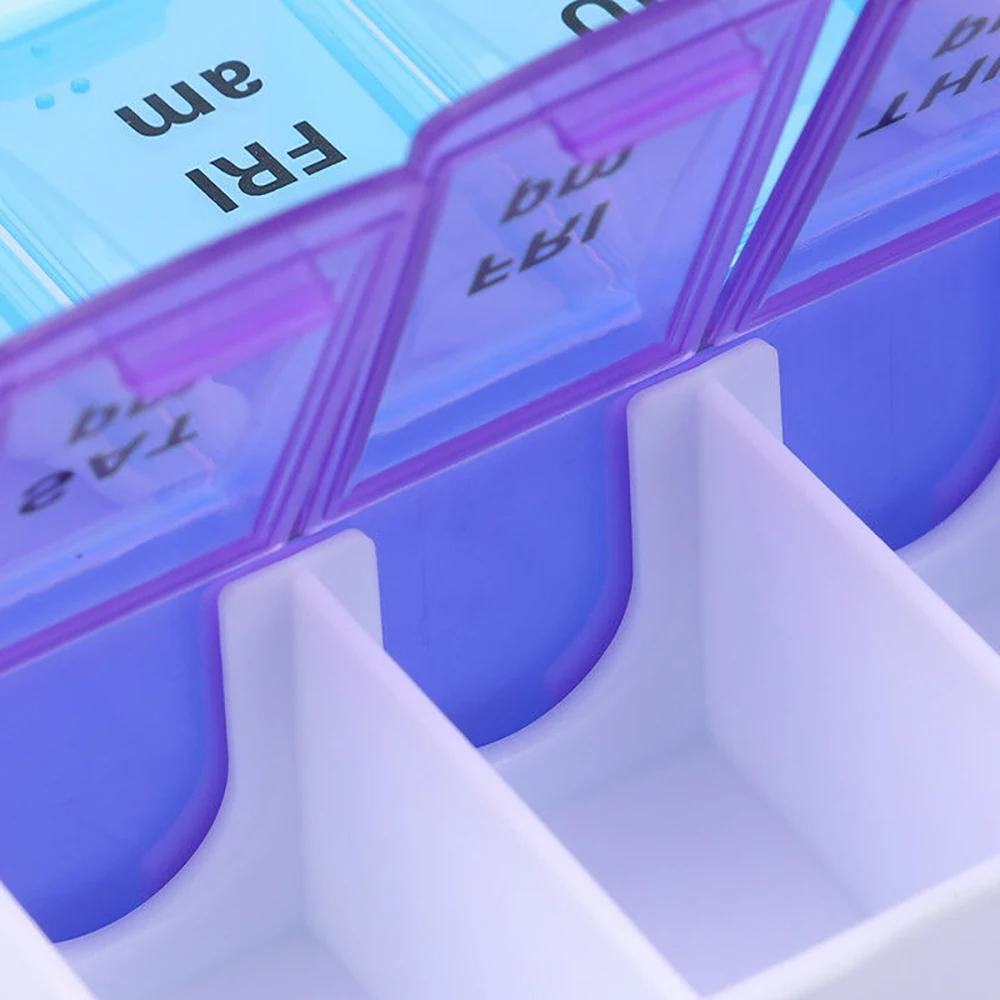 Weekly 7 Days Pill Medicine Box Holder Storage Organizer Container Case 14 grid Double Row AM PM Plastic Splitters | Дом и сад