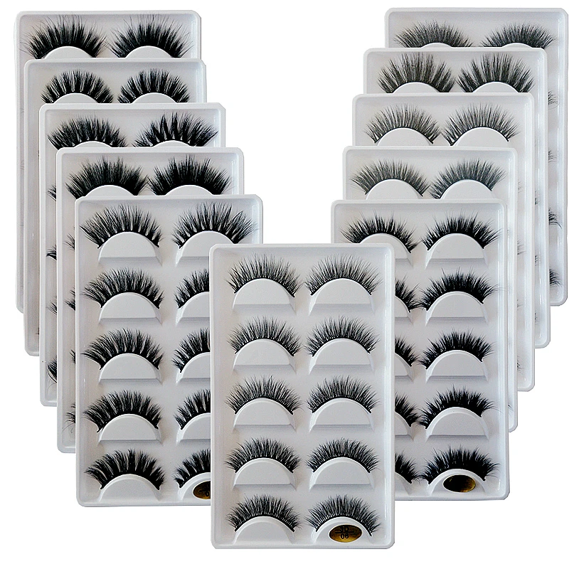 100 pairs 3D Thick Wholesale fake Mink Eyelashes Natural Long False Lashes Live Natural Eye Makeup Crisscross feather winged